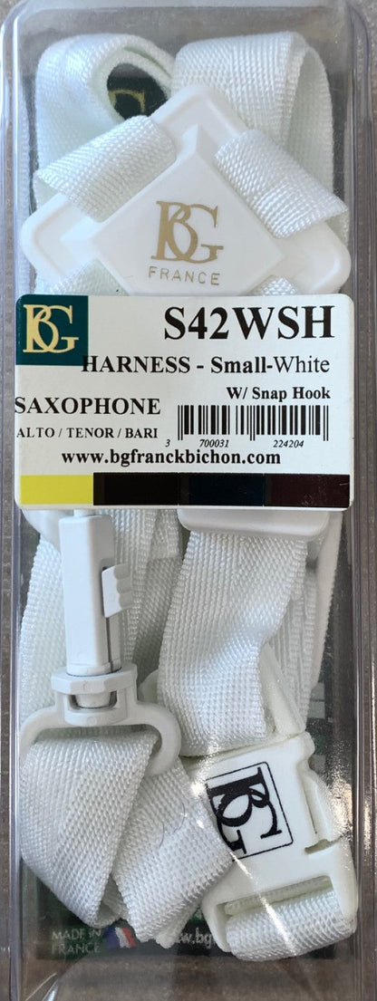 BG Saxophone Harness Small Child Size - White with Snap Hook - S42WSH - Poppa's Music 