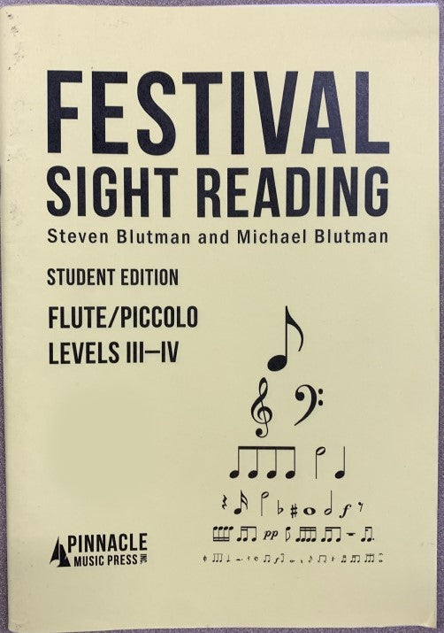Festival Sight Reading: Flute / Piccolo, Student Edition: Levels Iii-Iv - Poppa's Music 