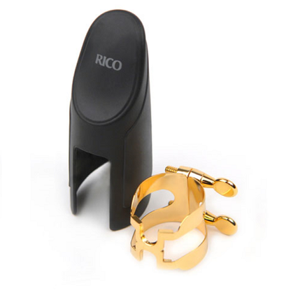 Rico Gold Plated Alto Saxophone H-Ligature & Plastic Cap - HAS1G - Poppa's Music 