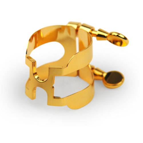 Rico Gold Plated H-Ligature and Cap for Soprano Sax Hard Rubber Mouthpiece- HSS1G - Poppa's Music 