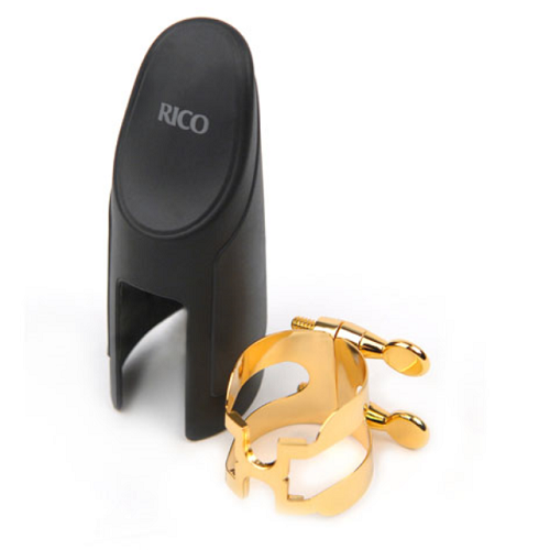 Rico Gold Plated Tenor Sax H-Ligature & Cap for Hard Rubber Mouthpiece - HTS1G - Poppa's Music 