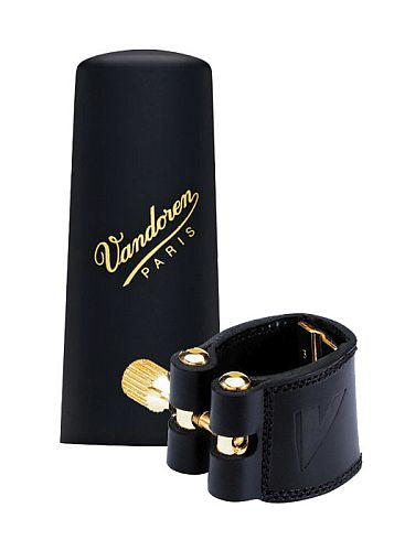 Vandoren Leather Ligature and Plastic Cap for V16 Baritone Sax LC290P - Poppa's Music 
