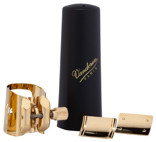 Vandoren Optimum Ligature & Plastic Cap for Baritone Sax V16 Ebonite Mouthpiece- LC090P - Poppa's Music 