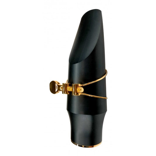 Brancher Hard Rubber Alto Saxophone Mouthpiece with Gold Plated Ligature - Poppa's Music 