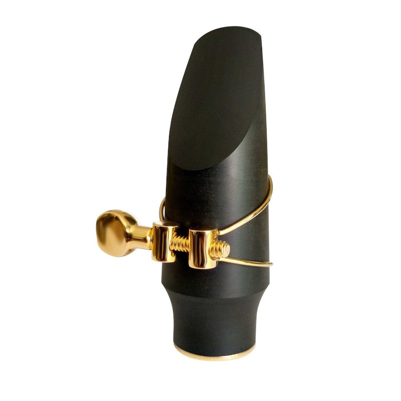 Brancher Hard Rubber Soprano Saxophone Mouthpiece - with Gold Plated Ligature and Cap - Poppa's Music 