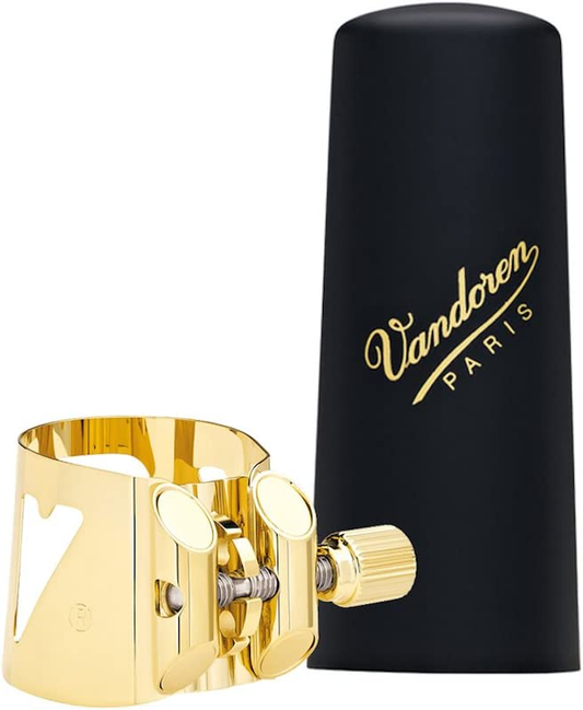 Vandoren Optimum Tenor Sax Gold Plated Ligature for Rubber Mouthpieces - LC08P - Poppa's Music 