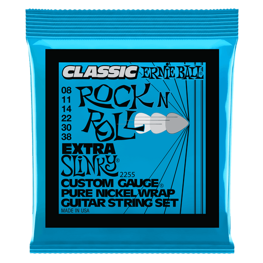 Ernie Ball Extra Slinky Classic Rock N Roll Pure Nickel Wrap Electric Guitar Strings - 8-38 Gauge - Poppa's Music 