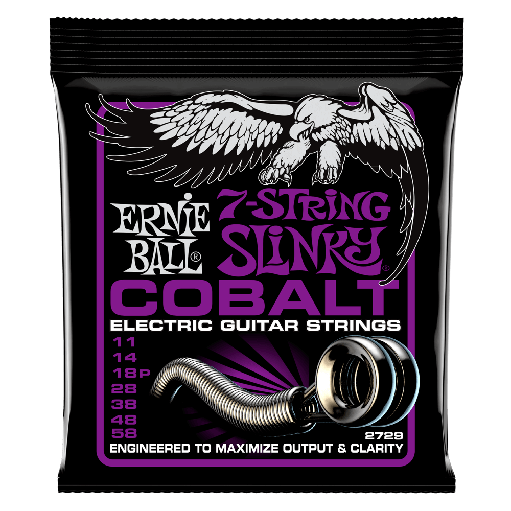 Ernie Ball Power Slinky Cobalt 7-String Electric Guitar Strings - 11-58 Gauge - Premium Electric Guitar Strings from Ernie Ball - Just $12.99! Shop now at Poppa's Music