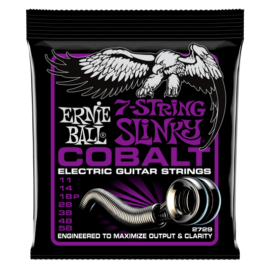 Ernie Ball Power Slinky Cobalt 7-String Electric Guitar Strings - 11-58 Gauge - Poppa's Music 