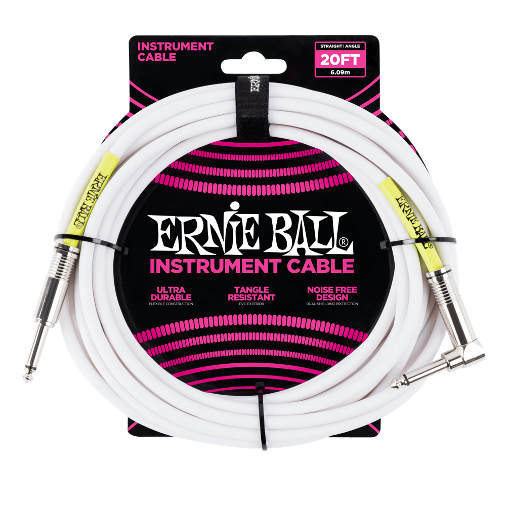 Ernie Ball 20' Straight / Angle Instrument Cable - P06047 - Poppa's Music 