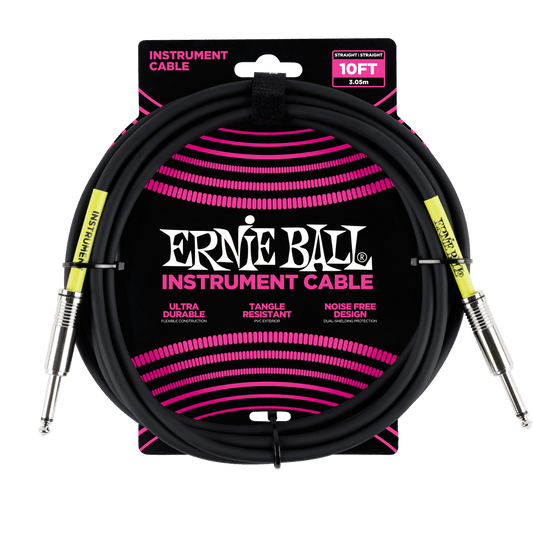 Ernie Ball 10' Straight / Straight Instrument Cable - P06048 - Poppa's Music 