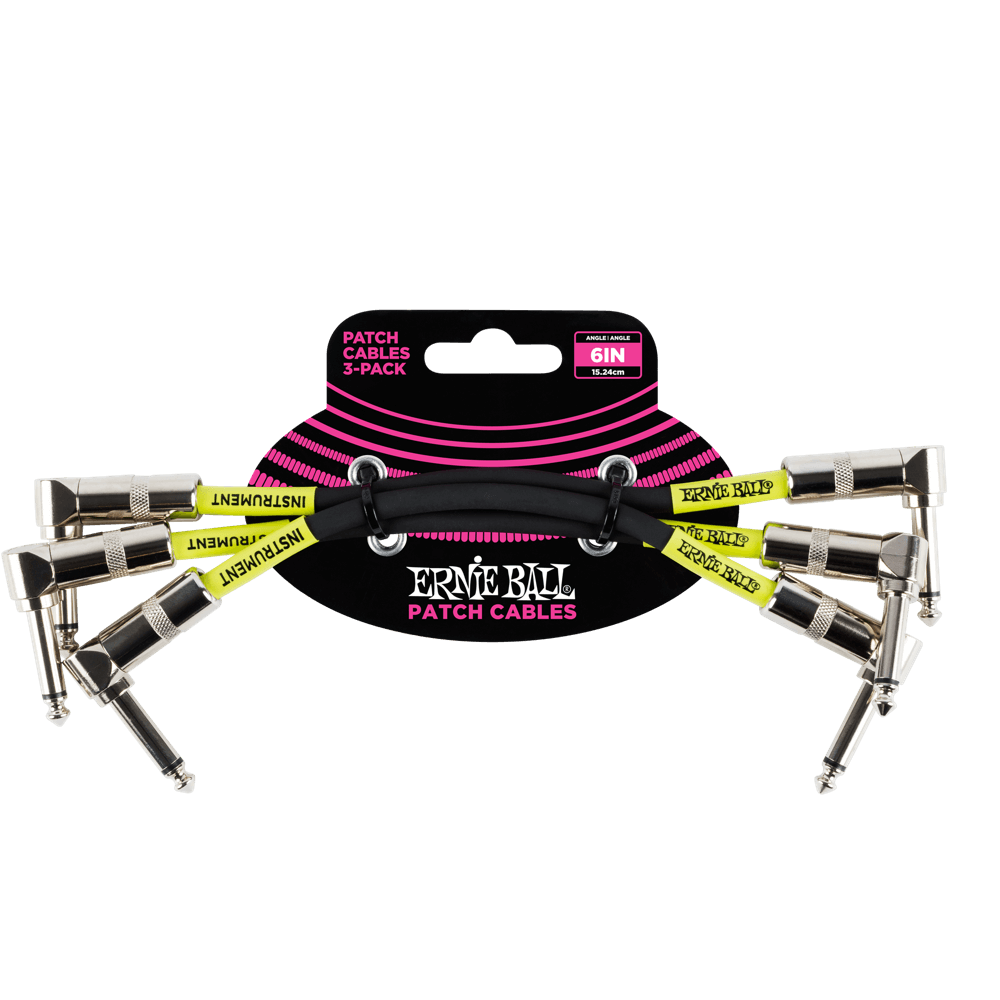 Ernie Ball 6" Angle / Angle Patch Cable 3-Pack - P06050 - Poppa's Music 