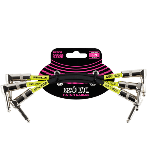 Ernie Ball 6" Angle / Angle Patch Cable 3-Pack - P06050 - Poppa's Music 