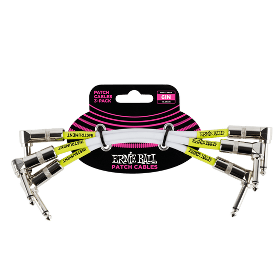 Ernie Ball 6" Angle / Angle Patch Cable 3-Pack - P06051 - Poppa's Music 