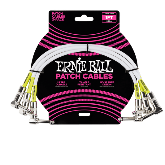 Ernie Ball 1' Angle / Angle Patch Cable 3-Pack - P06055 - Poppa's Music 