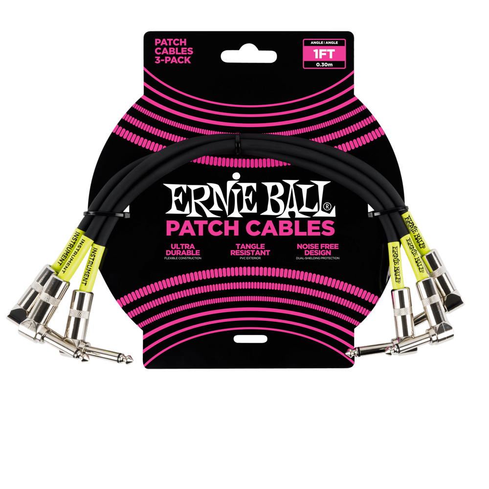 Ernie Ball 1' Angel / Angle Patch Cable 3-Pack - P06075 - Premium Patch Cable from Ernie Ball - Just $21.99! Shop now at Poppa's Music