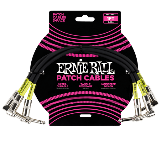 Ernie Ball 1' Angel / Angle Patch Cable 3-Pack - P06075 - Poppa's Music 