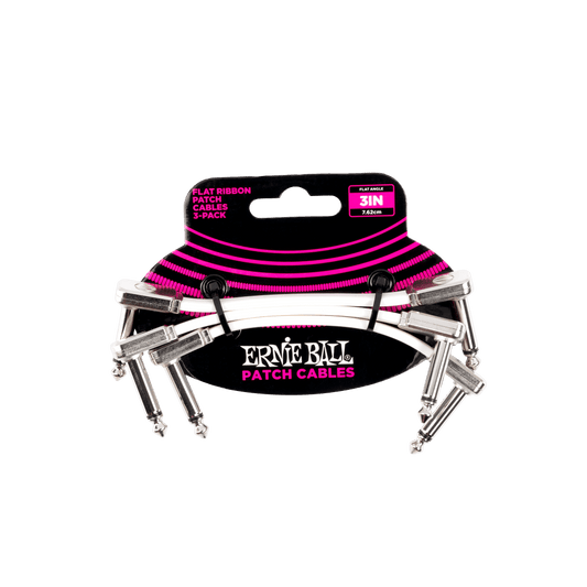 Ernie Ball 3" Flat Ribbon Patch Cable 3-Pack - P06384 - Poppa's Music 