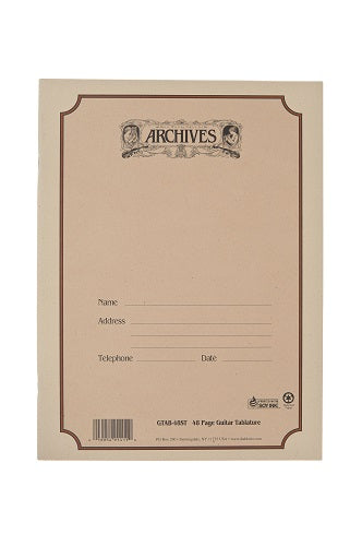 Archives Standard-Bound 48-Page Guitar Tab Manuscript Paper - GTAB-48ST - Poppa's Music 