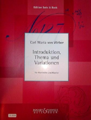 Introduction, Theme and Variations for Clarinet and Piano By Carl Maria Von Weber Ed. Leonard Kohl - Poppa's Music 
