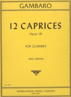 GAMBARO 12 CAPRICES OPUS 18 FOR CLARINET - 1666 - Poppa's Music 