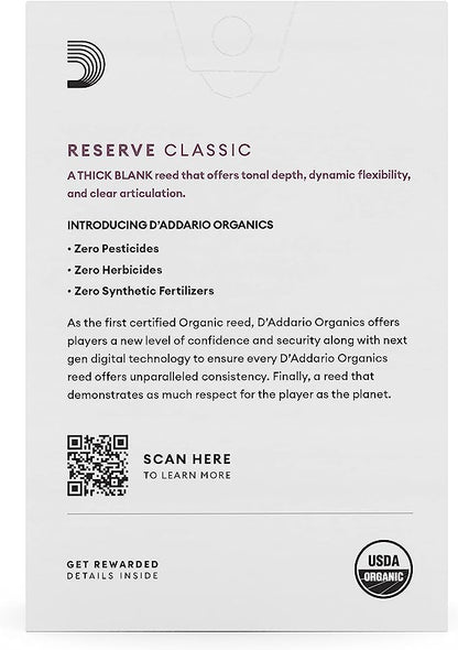 D'Addario Organic Reserve Classic Bb Clarinet Reeds - 10 Per Box - Poppa's Music 