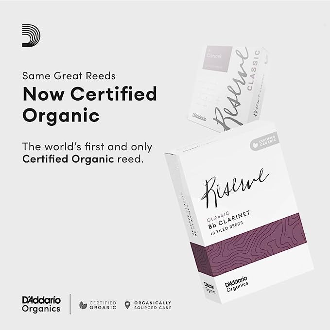 D'Addario Organic Reserve Classic Bb Clarinet Reeds - 10 Per Box - Poppa's Music 