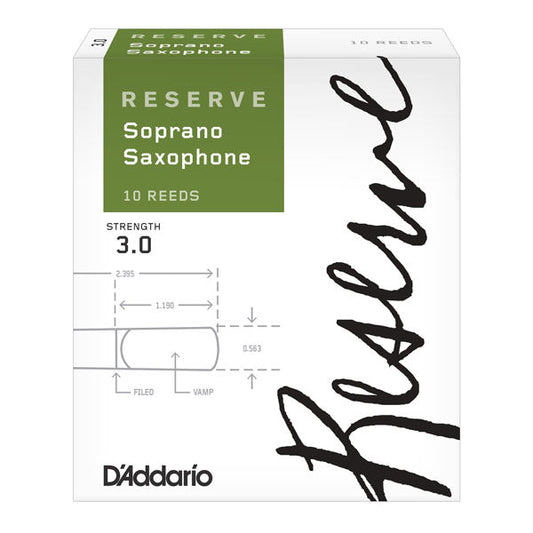 D'Addario Reserve Soprano Saxophone Reeds Filed - 10 Per Box - Poppa's Music 