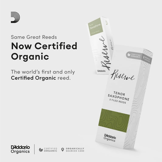 D'Addario Organic Reserve Tenor Saxophone Reeds - 5 Per Box - Poppa's Music 