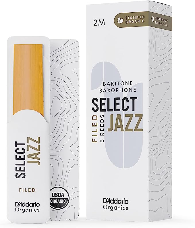 D'Addario Organic Select Jazz Filed Baritone Saxophone Reeds - 5 Per Box - Poppa's Music 