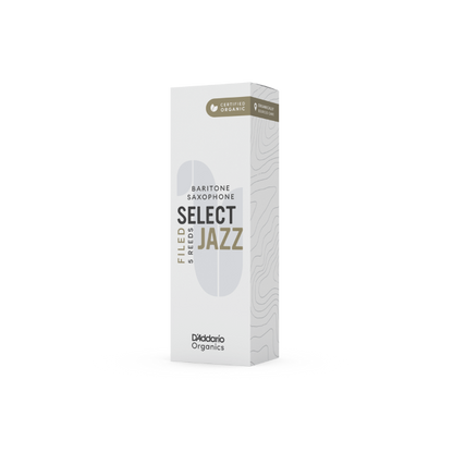 D'Addario Organic Select Jazz Filed Baritone Saxophone Reeds - 5 Per Box - Poppa's Music 