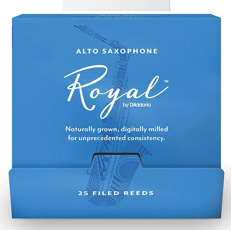Royal by D'addario Alto Saxophone Reeds - Individually-Sealed, 25-Pack - Poppa's Music 
