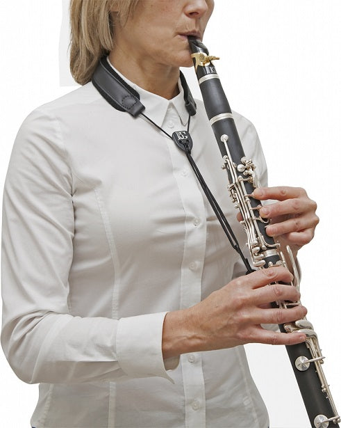 BG France Padded Leather Clarinet Strap with Elastic Cord & 2 Connectors - C23E - Poppa's Music 