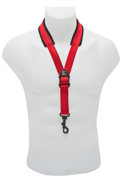 BG France Red Alto/ Tenor Saxophone Neck Strap W/ Large Pad- Plastic Snap Hook - S19SH - Poppa's Music 