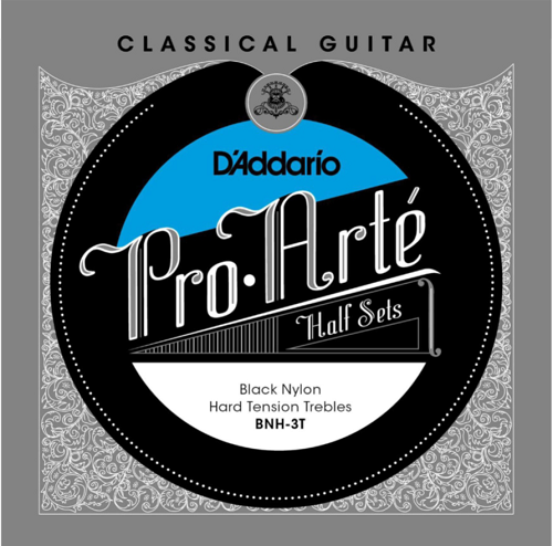 D'addario Pro-Arte Black Nylon Treble, Hard Tension Half Set Classical Guitar Strings - Poppa's Music 