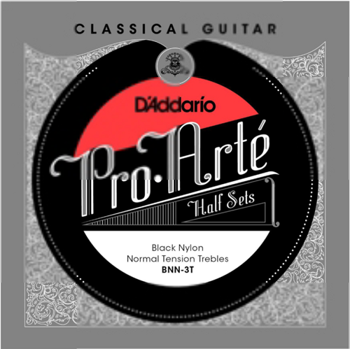 D'addario Pro-Arte Black Nylon Treble, Normal Tension Half Set Classical Guitar Strings - Poppa's Music 