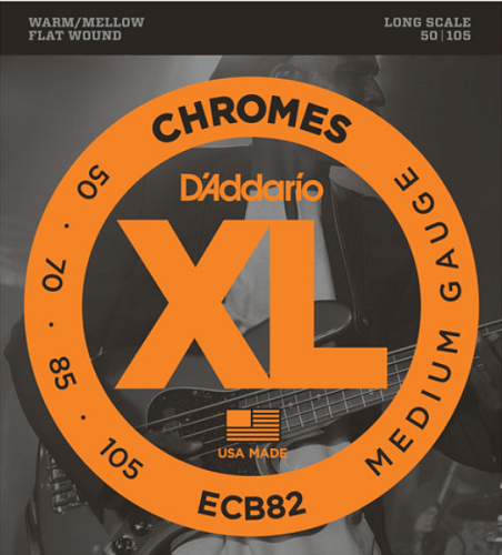 D'addario Chromes, Medium, Long Scale, 50-105 Bass Guitar Strings - ECB82 - Poppa's Music 