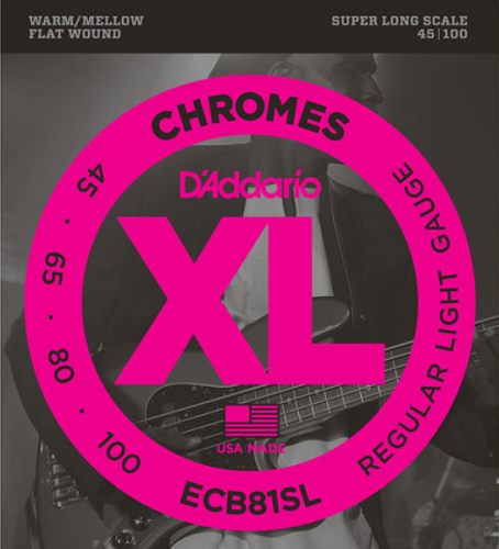 D'addario Chromes, Light, Super Long Scale, 45-100 Bass Guitar Strings ECB81SL - Poppa's Music 