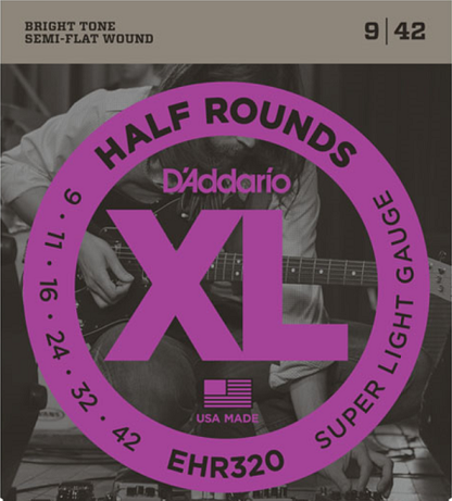 D'addario Half Rounds, Super Light, 9-42 Electric Guitar Strings - Poppa's Music 