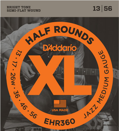 D'addario Half Rounds, Jazz Medium , 13-56 Electric Guitar Strings - Poppa's Music 