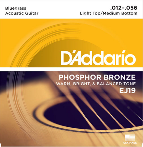 D'addario Phosphor Bronze, BLUEGRASS, 12-56 Acoustic Guitar Strings - EJ19 - Poppa's Music 