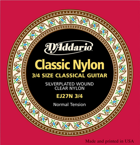 D'addario Student Nylon FRACTION, 3/4 Scale, Normal Tension Classical Guitar Strings - Poppa's Music
