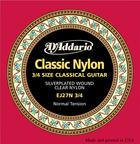 D'addario Student Nylon FRACTION, 3/4 Scale, Normal Tension Classical Guitar Strings - Poppa's Music 
