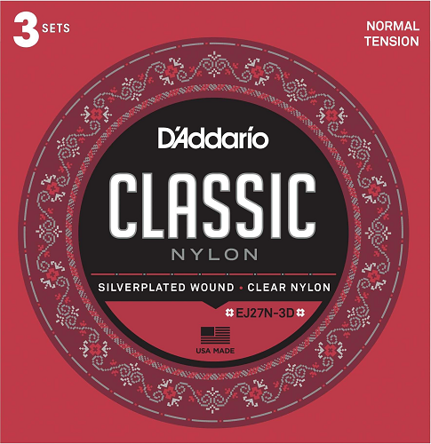 D'Addario Student Nylon. Normal Tension Classical Guitar Strings - 3-PACK - Poppa's Music 