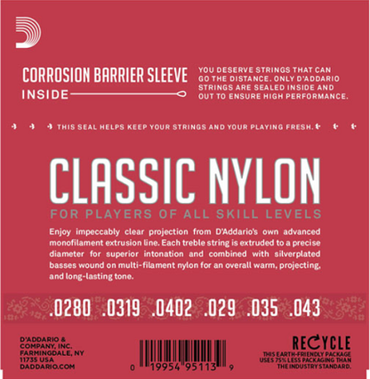 D'Addario Student Nylon. Normal Tension Classical Guitar Strings - 3-PACK - Poppa's Music 