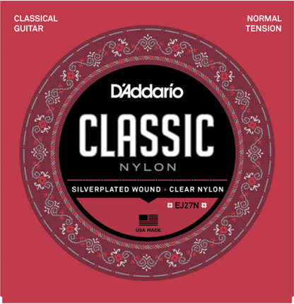 D'Addario Student Nylon. Normal Tension Classical Guitar Strings EJ27N - Poppa's Music 