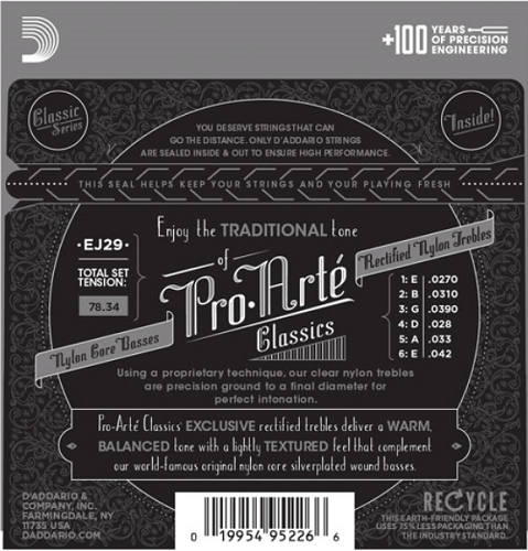 D'addario Pro-Arte Rectified TrebleS, Moderate Tension Classical Guitar Strings - Poppa's Music 