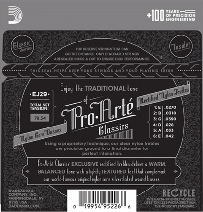 D'addario Pro-Arte Rectified TrebleS, Moderate Tension Classical Guitar Strings - Poppa's Music 