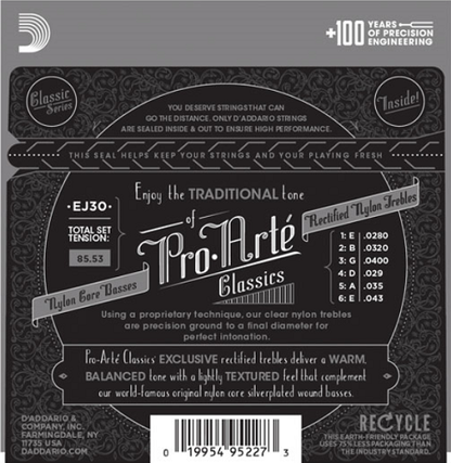D'addario Pro-Arte Rectified TrebleS, Normal Tension Classical Guitar Strings - Poppa's Music 