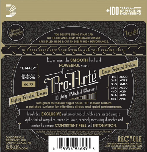 D'addario Pro-Arte Lightly Polished Composite , Extra-Hard Tension Classical Guitar Strings - EJ44LP - Poppa's Music 